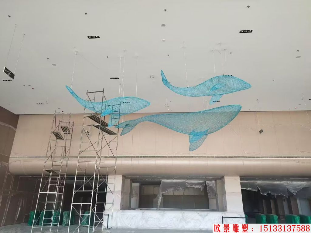 不銹鋼吊頂鏤空動物鯨魚擺件，適合海洋館景觀裝飾,3