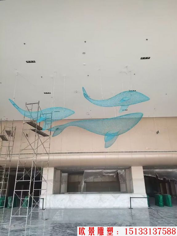 不銹鋼吊頂鏤空動物鯨魚擺件，適合海洋館景觀裝飾,4