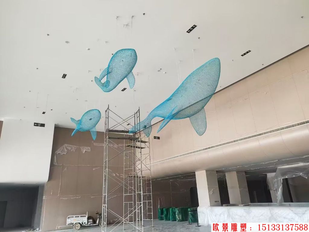 不銹鋼吊頂鏤空動物鯨魚擺件，適合海洋館景觀裝飾,5
